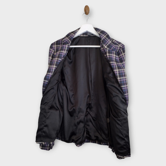 Torrid Blazer Womens 1X Purple Multi Plaid Double Knit Office Career Coat Jacket - Picture 2 of 10